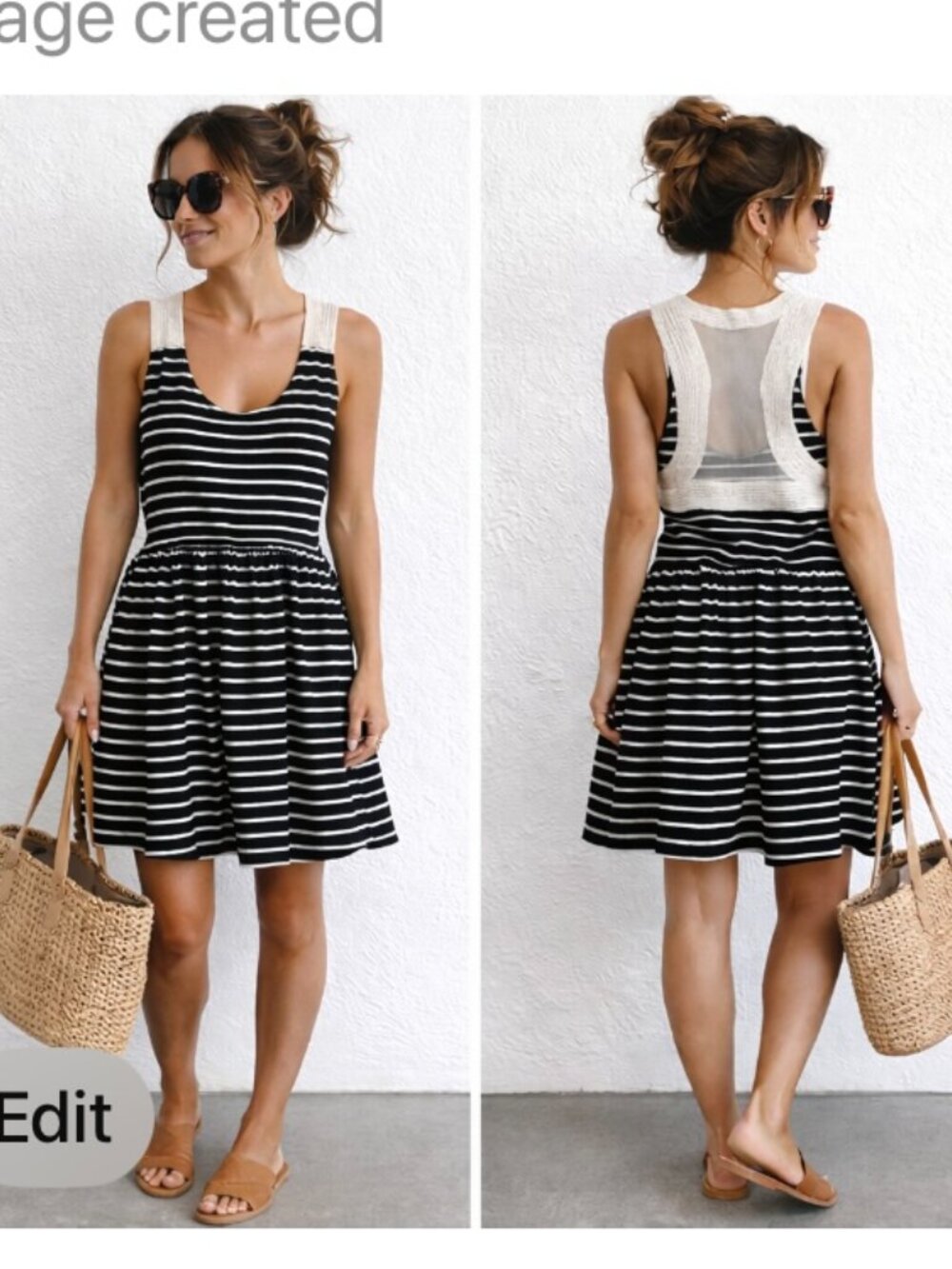 Ocean Drive women's sundress SZ med beach travel vacation black/white stripe